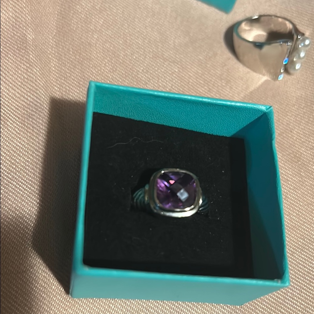 Bomb 💣 Party Elegant Silver Ring with Purple Gemstone 💎 size 7.5